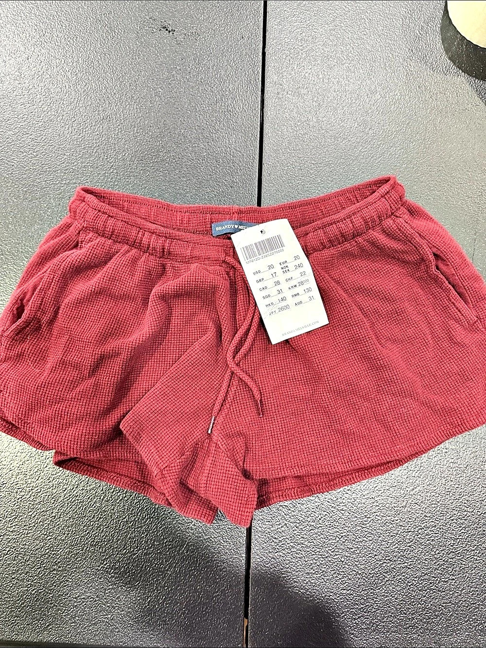 Brandy Melville Summer Thermal Shorts High Waist Red